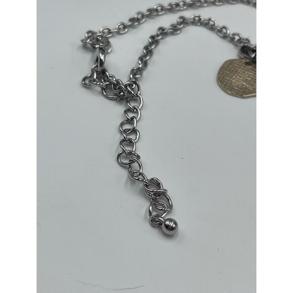 Chicos Mixed Metal Spiral Textured Coin Disc Dangle Necklace - Picture 8 of 8